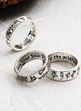 极速Butterfly floower ring set 3-piece set rings蝴蝶花朵戒指