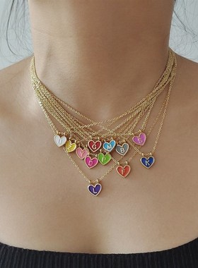极速ZX Colorful Enamel Letter A-Z Initial Pendant NeWcklace