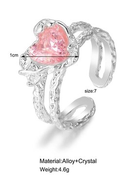 极速Love pink diamond ring women开口戒指S食指戒潮爱心粉钻戒