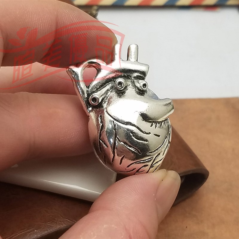 极速DIY饰品配件,37x26x14mm古L银色心脏吊坠,8元2个