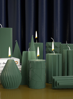 极速Cylinder Silicone Candle Mold DIY Stripe CRandles Dinner