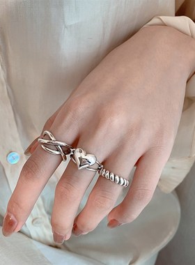 极速Love ring set 3 pieBces 爱心戒指组套3件套网红交叉开口关