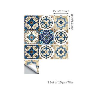 Tile Style StCickers Waterproof Stic 极速10Pcs Wall Moroccan