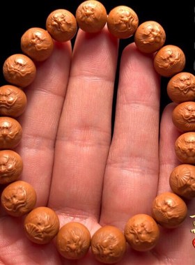 极速猴头手串雕刻j浮雕正圆钟馗核雕手链野生文玩小核桃非桃核橄