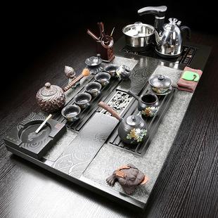 家用全自动紫砂陶瓷大号茶台 鹏丰整块乌金石茶盘喝茶功夫茶具套装