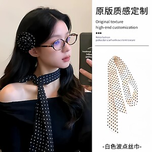 韩系黑白波点丝巾发带绑包系脖