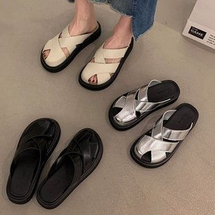 包头拖鞋 厚底复古编织休闲懒人一脚蹬沙滩凉 女夏季 外穿2025新款