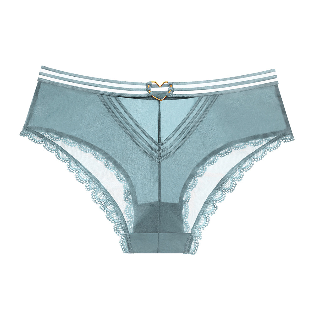 纯欲少女蕾丝镂空内裤蜜桃臀舒适网纱性感薄款透气法式三角裤5011