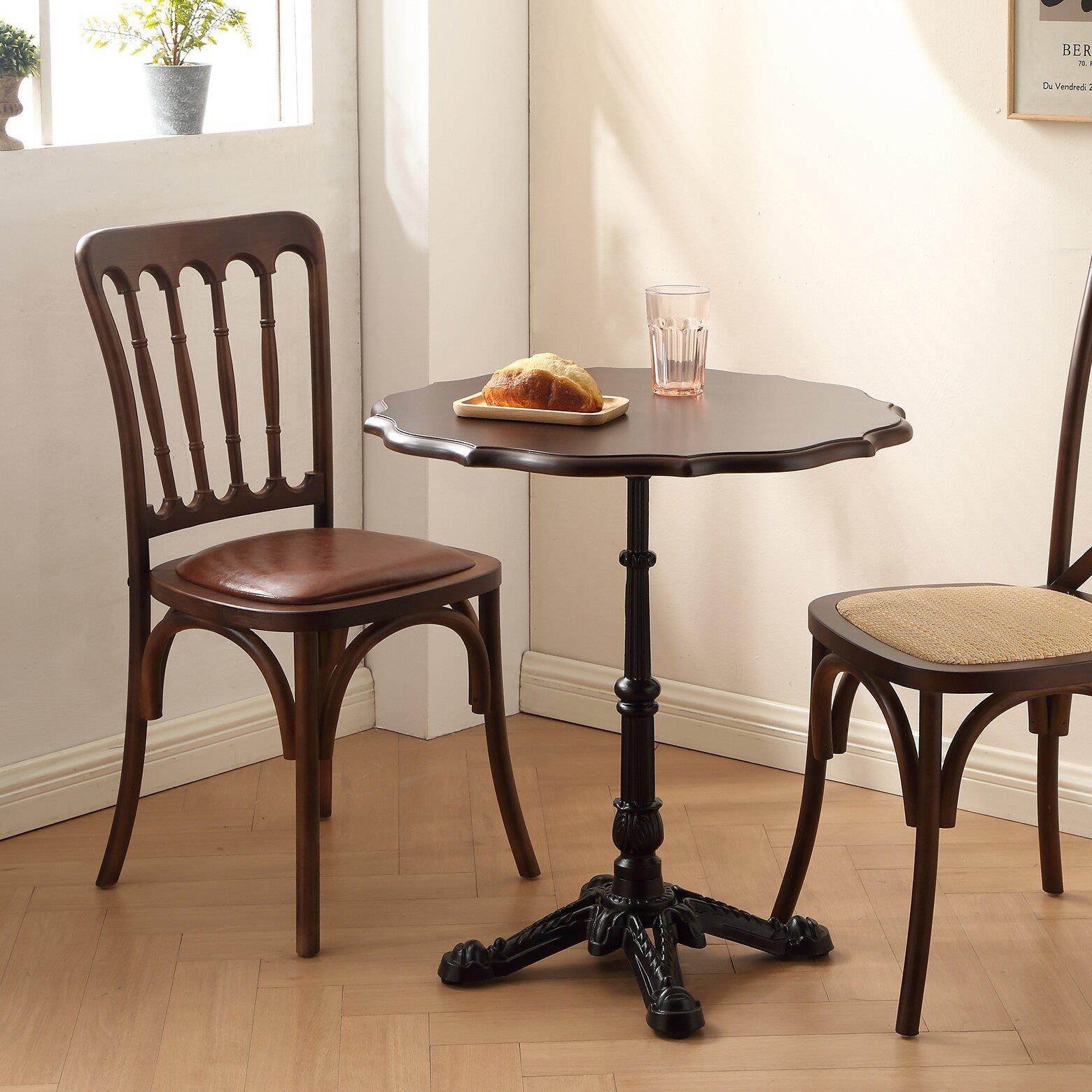 复古咖啡厅桌子实木烘焙店商用餐桌中古风轻食奶茶店甜品店小圆桌