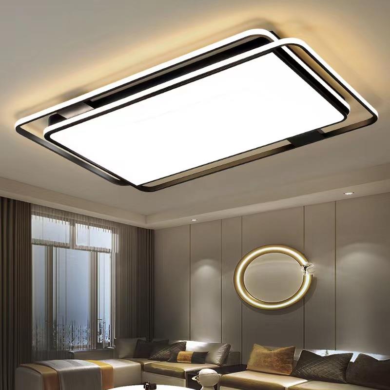 LED简约现代大气长方形吸顶灯卧室灯客厅灯餐厅灯北欧黑色风格灯