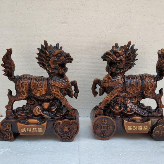 招财麒麟 树脂工艺品风水摆件 招财貔貅 办公开业装饰礼品