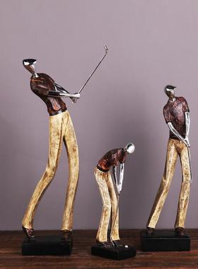 创意客厅电视柜办公室酒店软装高尔夫人物树脂摆件礼品工艺品装饰