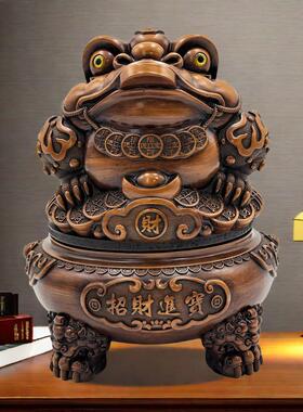 树脂中式家居摆件仿木招财金蟾八方来财摆件店铺乔迁新居开业礼品