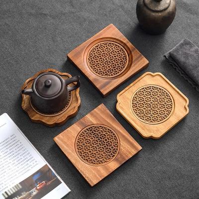 木质浪花壶承杯垫隔热主人杯架子茶道配件紫砂壶杯垫子餐垫茶托