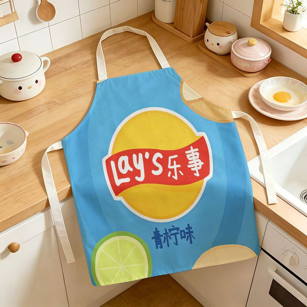 乐事薯片卡通印花图案围裙亲子家用厨房烘培烹饪耐脏防污围裙