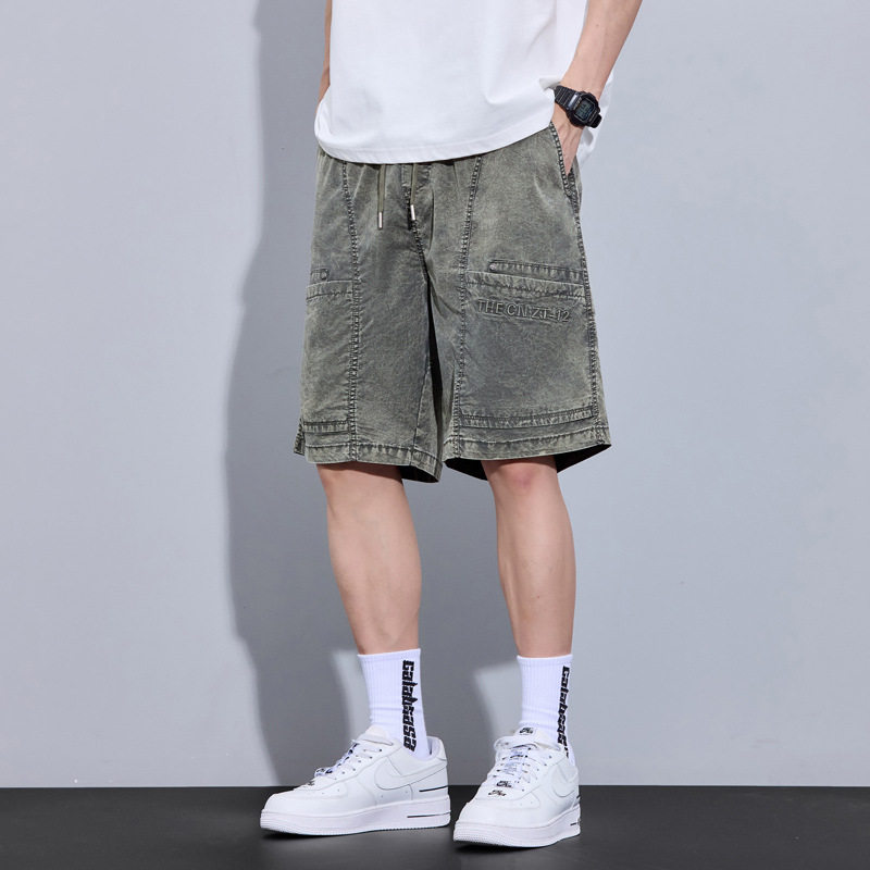 休闲短裤男新款夏季时尚百搭柔软亲肤纯色拼接宽松显瘦男装裤子