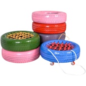 儿童轮胎车室内幼儿园轮胎秋千玩具秋千成人创意彩色橡胶烤漆户外