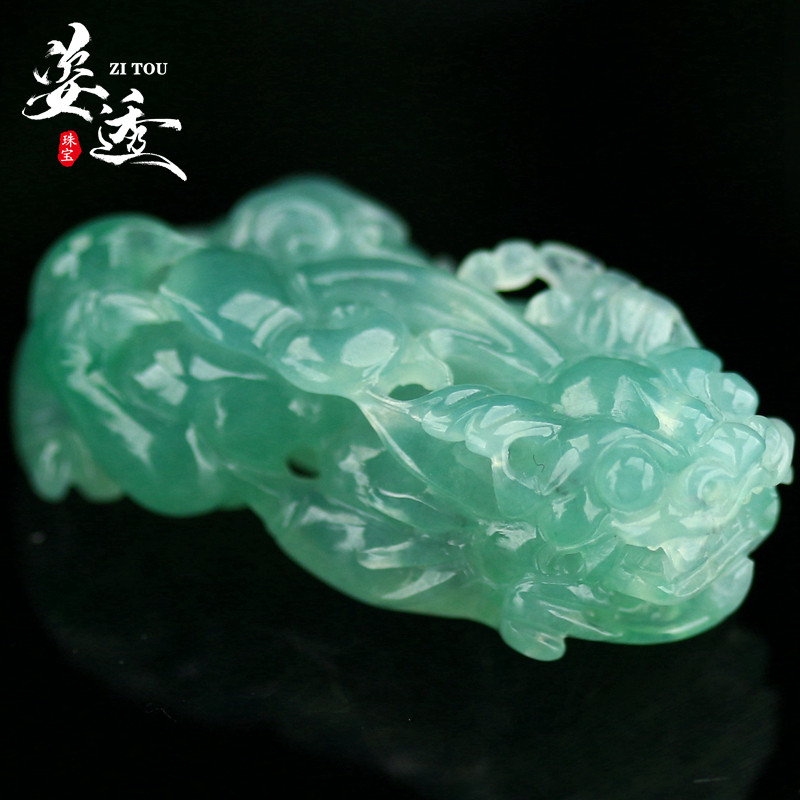 天然缅甸翡翠貔貅玉石吊坠冰种精品男女款瑞兽玉坠挂件A货手工雕