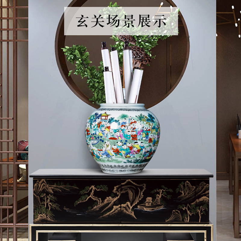 景德镇瓷器陶瓷百子图大号花瓶装饰储物罐中式家居客厅装饰品摆件