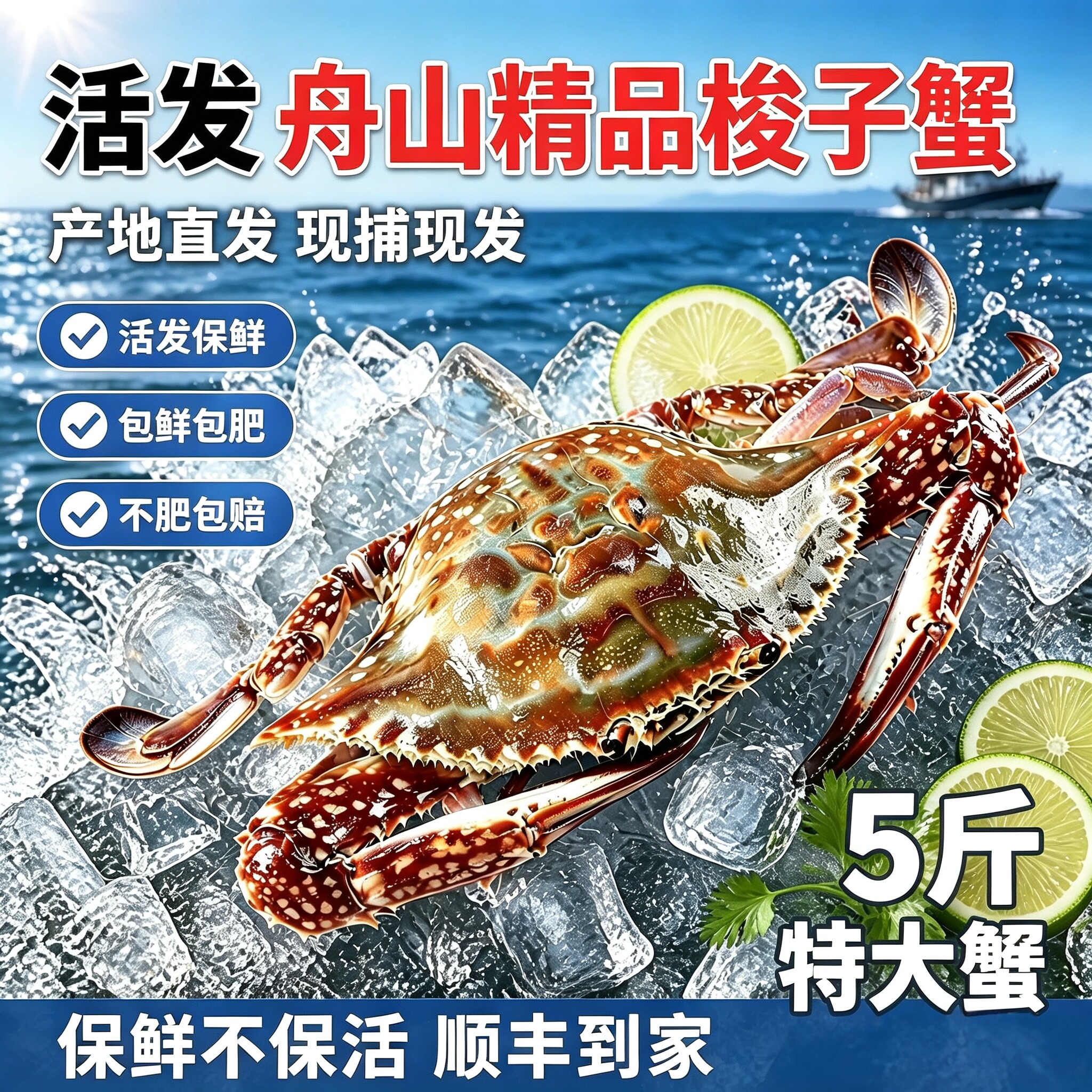 舟山梭子蟹活发顺丰到家包鲜包肥