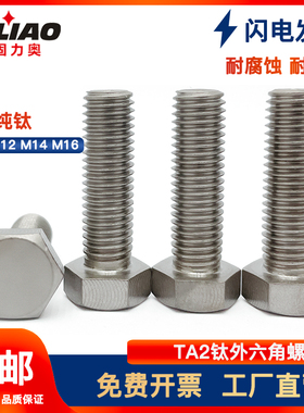 M10M12M14M16钛螺丝钛合金螺钉TA2纯钛外六角螺栓Gr2钛外六方螺杆