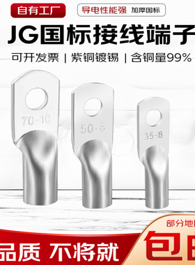 JG紫铜线鼻子加厚端子头线耳线铜鼻子船用接头线鼻子国标A级紫铜