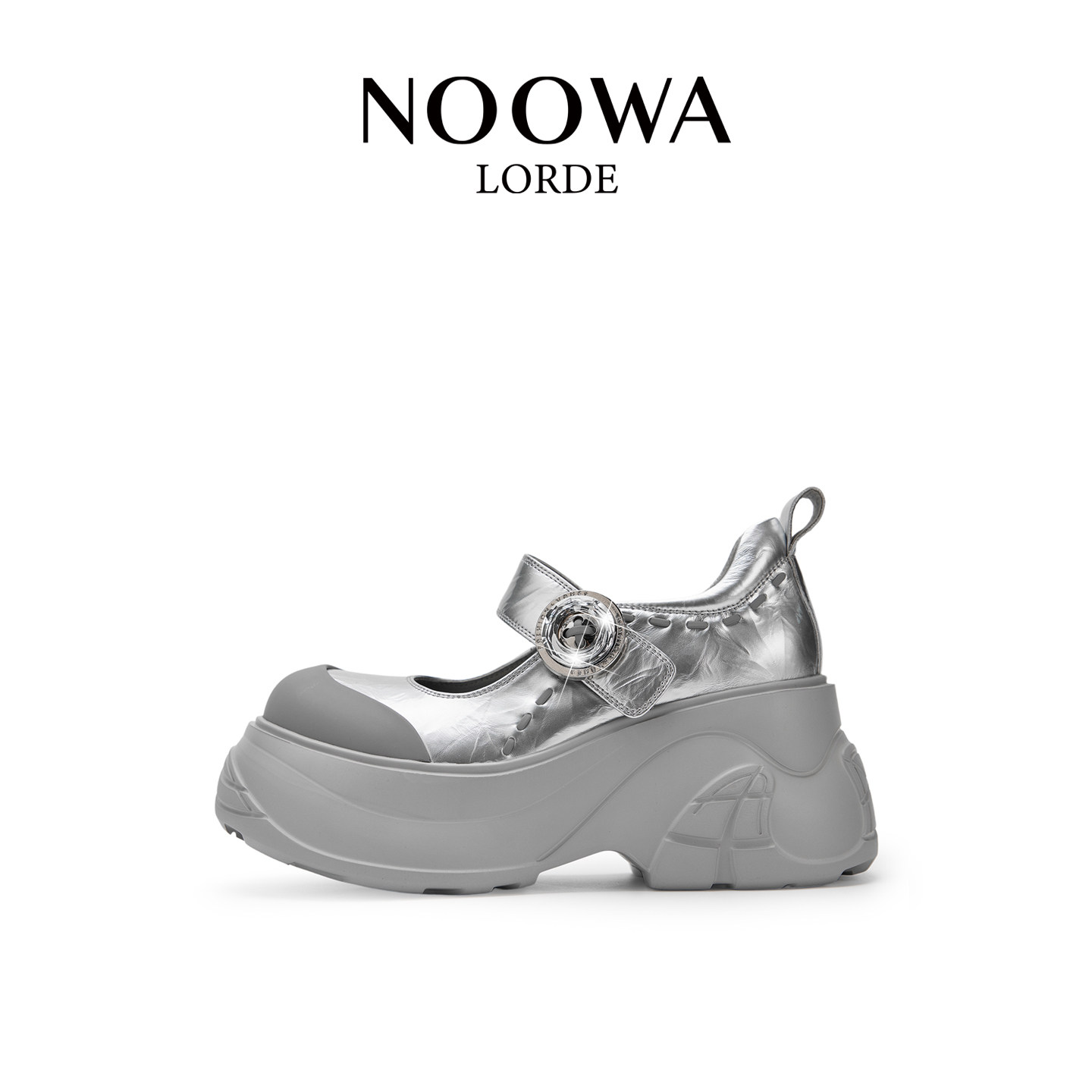 NOOWA小众银色厚底玛丽珍女2026春新款漆皮增高舒适法式浅口单鞋,女鞋,玛丽珍鞋,淘宝优惠券,粉丝福利购,淘宝优惠卷