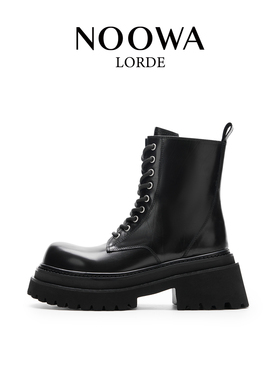 戚薇同款NOOWA厚底马丁靴女款2025新款英伦真皮增高百搭显瘦短靴