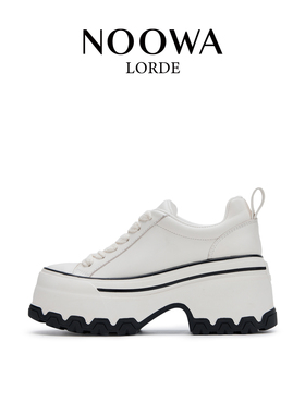 NOOWA厚底小白鞋女2025秋新款真皮增高百搭轻便高级感时尚休闲鞋