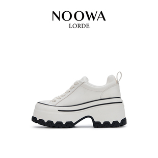 NOOWA厚底小白鞋女2025秋新款真皮增高百搭轻便高级感时尚休闲鞋