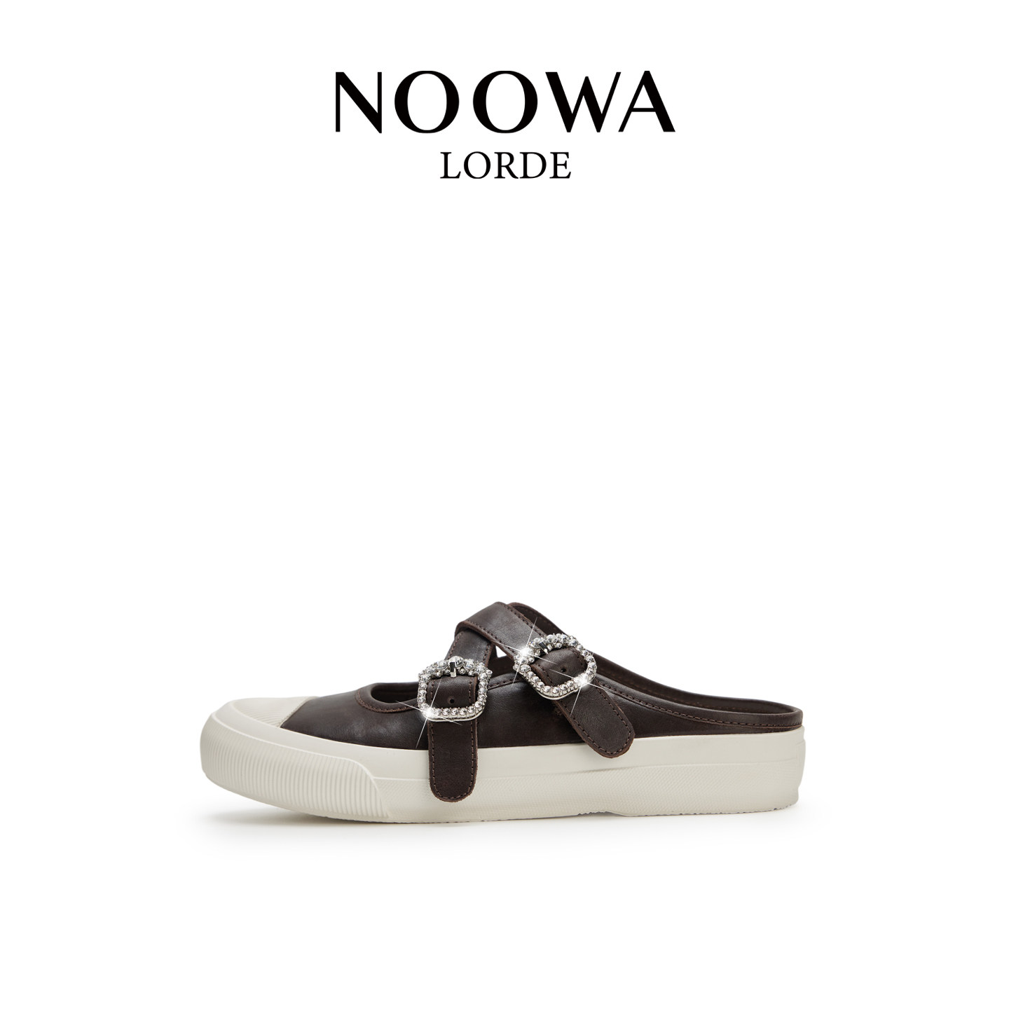 NOOWA设计师款真皮包头拖女2026春款水钻镂空平底轻便玛丽珍半拖,女鞋,玛丽珍鞋,淘宝优惠券,粉丝福利购,淘宝优惠卷