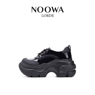 系带小皮鞋 NOOWA小众漆皮乐福鞋 英伦增高舒适时尚 新款 女2026春季