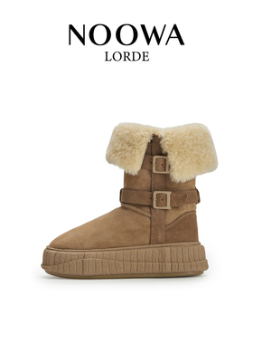 NOOWA小众加绒雪地靴女2025新款冬季皮毛一体保暖增高防滑高筒靴