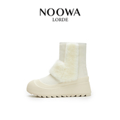 NOOWA卢珊同款 厚底雪地靴女2025新款 冬皮毛一体户外保暖防滑棉靴
