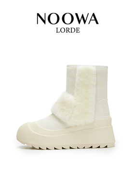 NOOWA卢珊同款厚底雪地靴女2025新款冬皮毛一体户外保暖防滑棉靴
