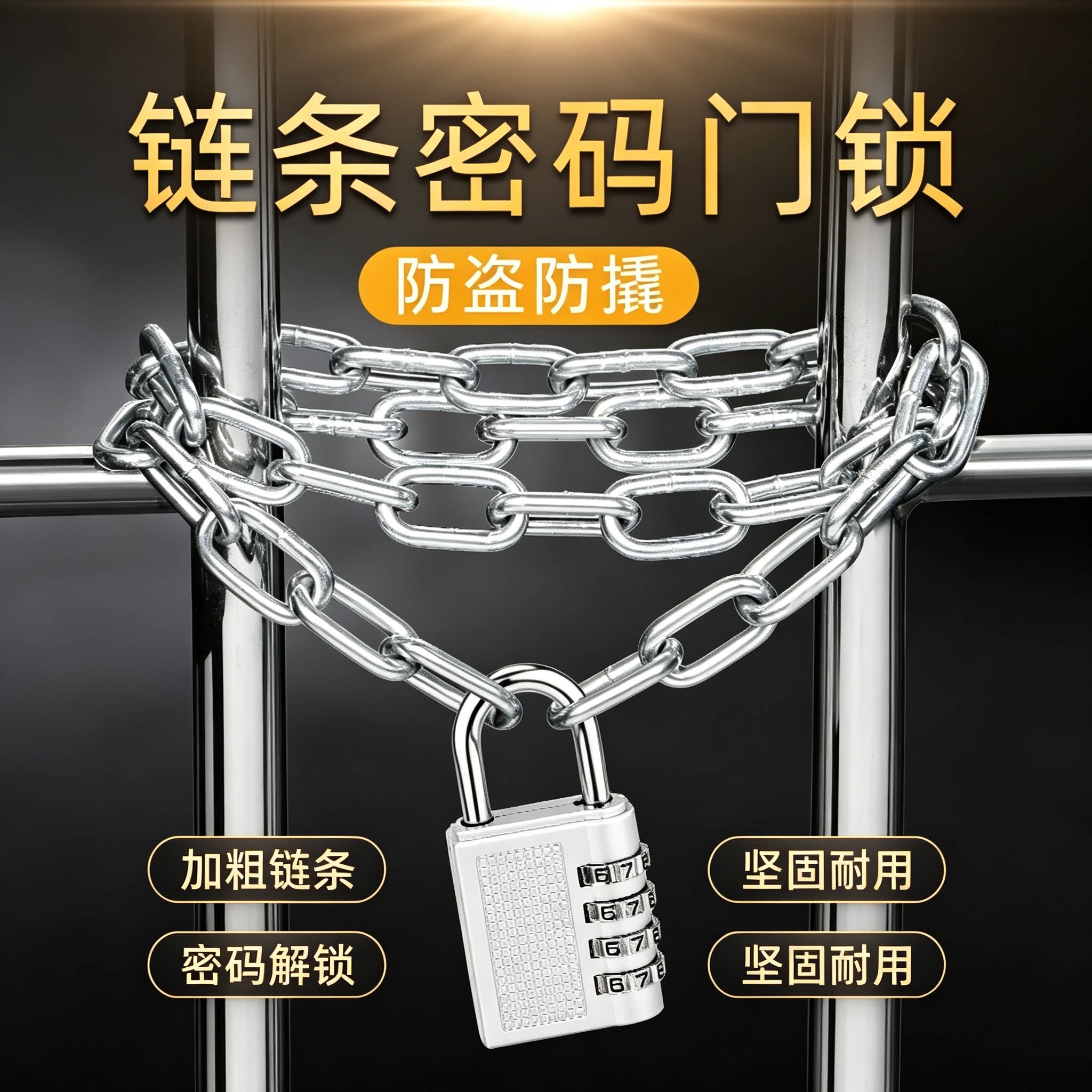 链条锁密码锁铁链锁链子锁防盗门锁加长加粗商铺家用自行车摩托车