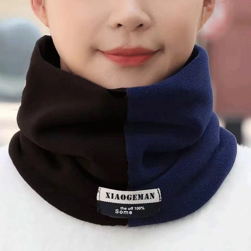 2025新款秋冬季拼色保暖围脖女百搭男女同款遮脸面罩脖套防风围巾