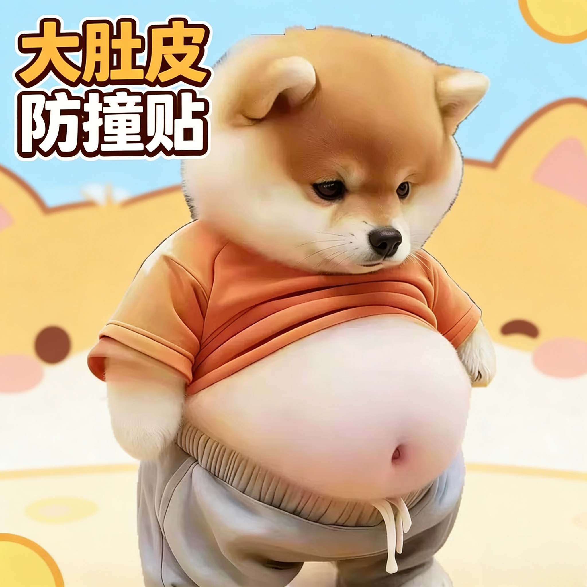 柴犬肚皮捏捏乐防撞贴解压装饰