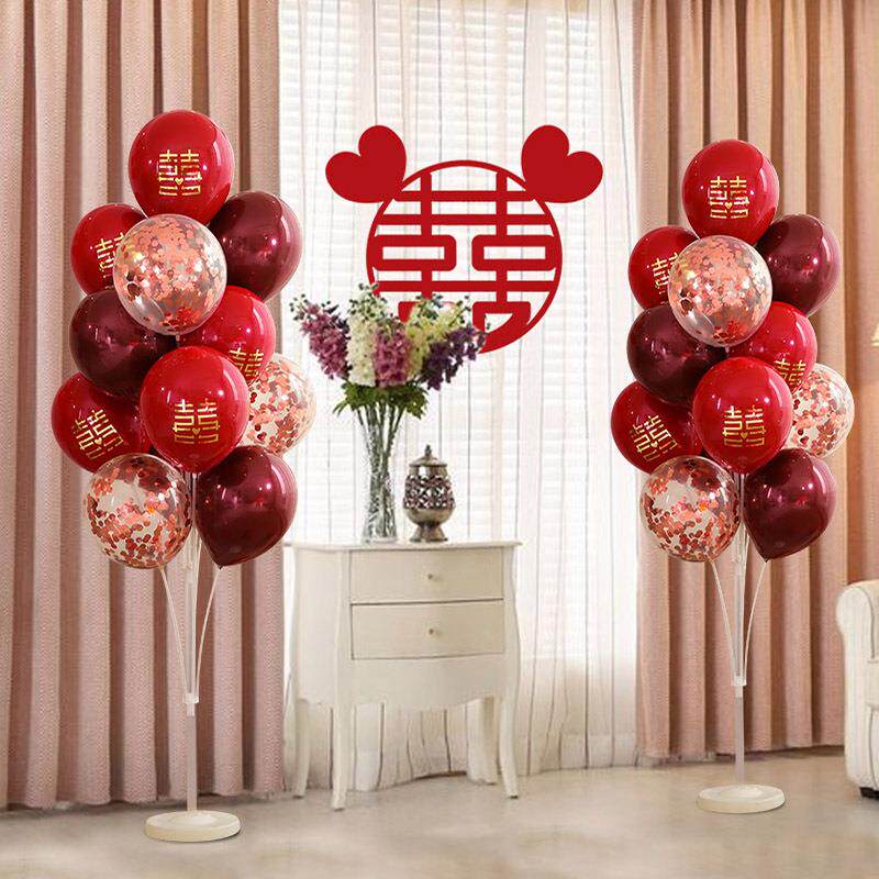 结婚布置气球地飘立柱婚礼场景现场婚庆用品大全新房婚房装饰套装