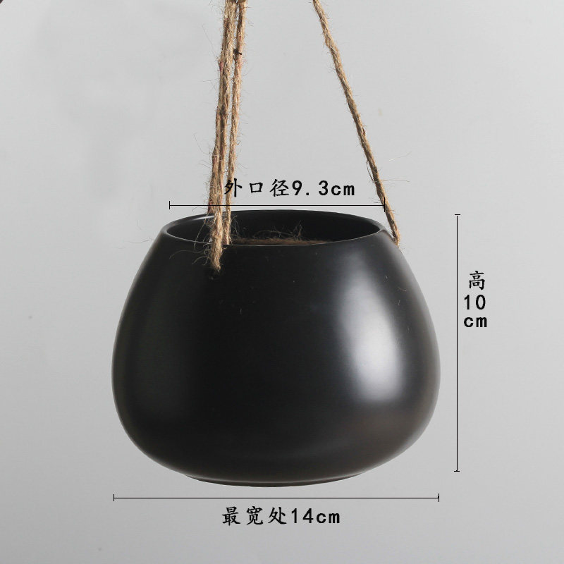 多肉植物盆吊篮垂吊悬挂花盆陶瓷吊兰挂墙室内创意水培水栽绿植盆图片