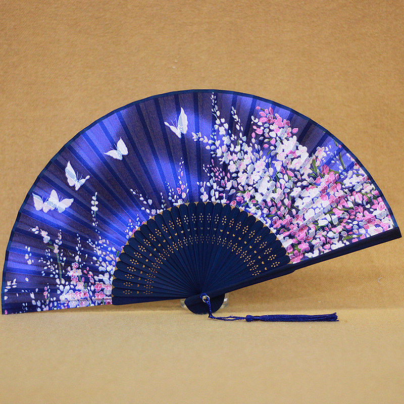 杭州丝绸中国风扇子女式旗袍走秀跳舞古风摺扇舞蹈扇摺叠汉服儿童