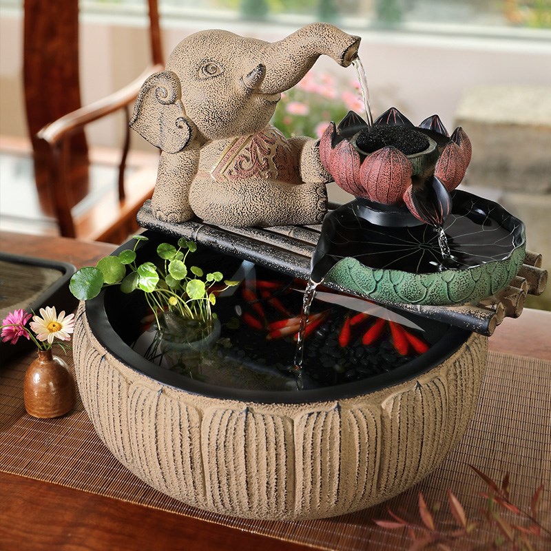 中国风流水摆件室内家用客厅玄关办公室小型喷泉养鱼循环水系景观