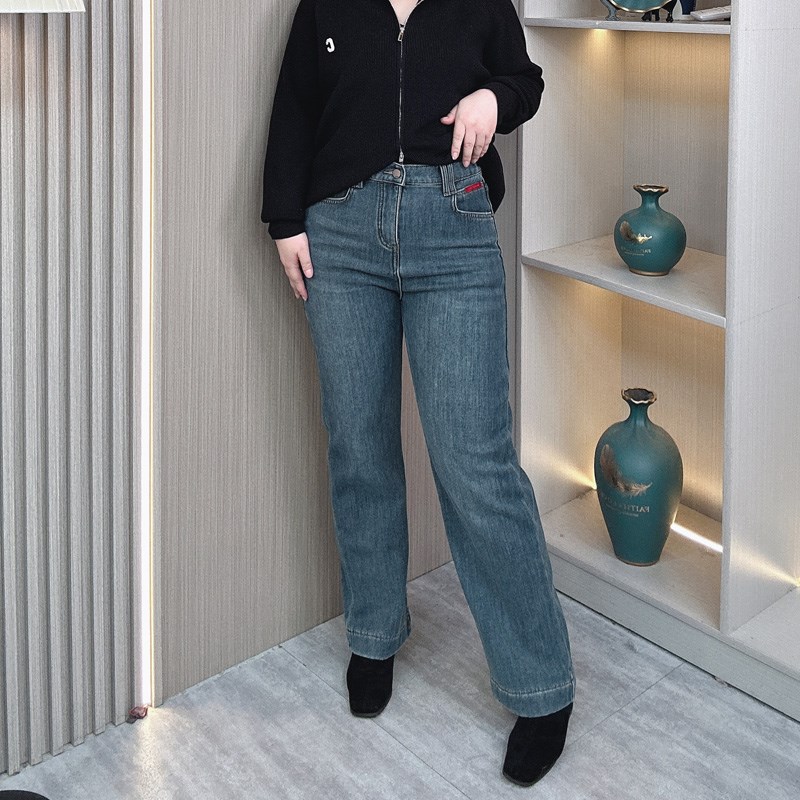 春秋季加绒保暖直筒牛仔裤大码女装梨形身材宽松显瘦阔腿休闲裤子