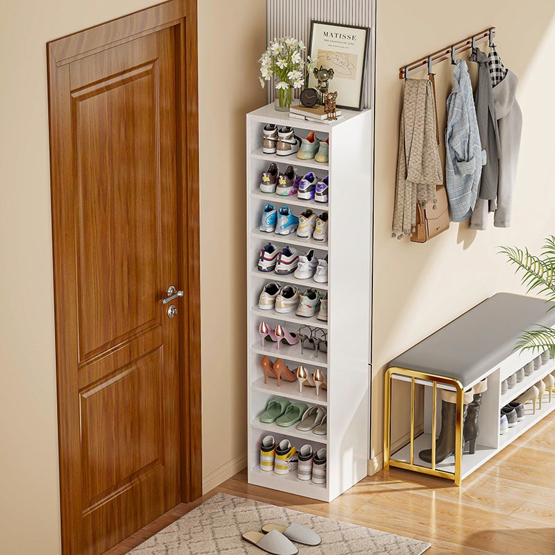 钢制靠墙鞋柜简易家用门口小窄组合玄关柜省空间铁艺夹缝收纳鞋架