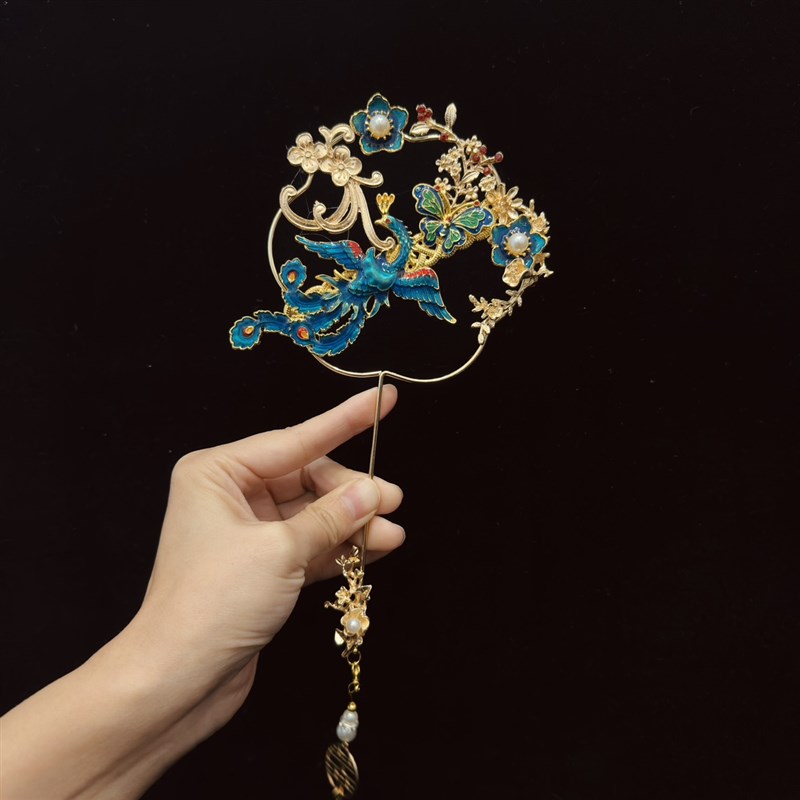 团扇新娘成品婚礼中式小扇子结婚晨袍秀禾婚扇手工高级迷你喜扇