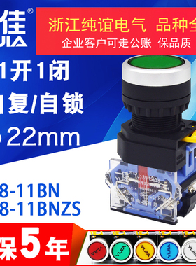 一佳按钮开关LA38A-11BDNT自复20ZS自锁带灯点动圆形电源启动停止