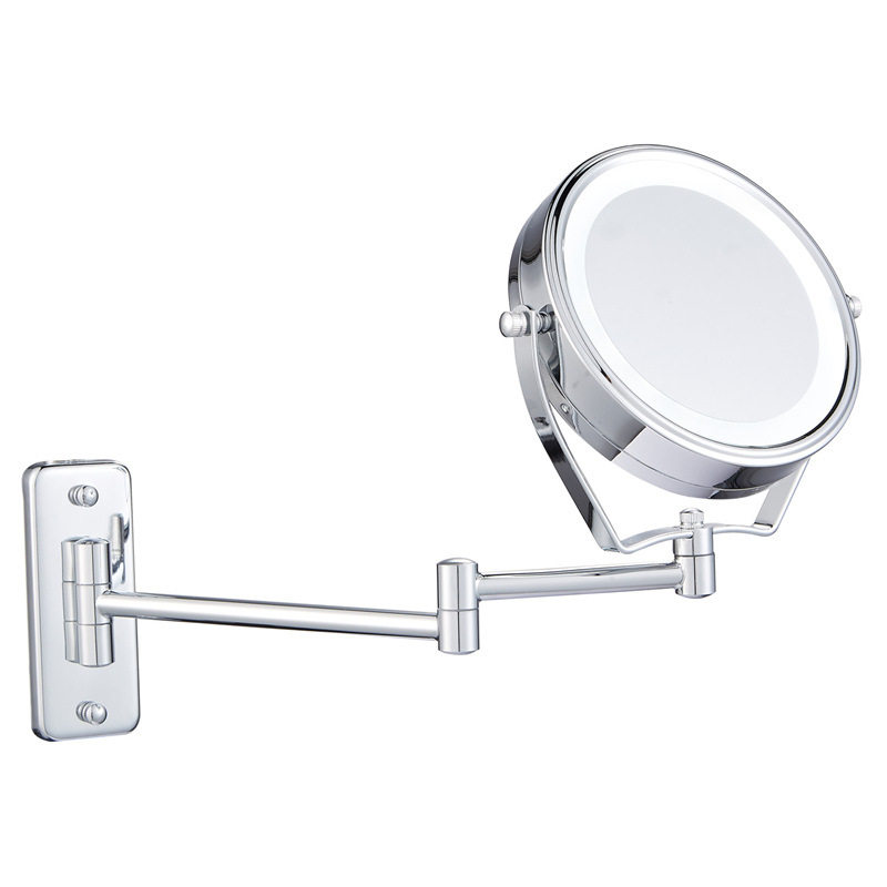 6英寸折叠化妆镜浴室伸缩梳妆镜LED带灯镜子双面壁挂台式7倍放大