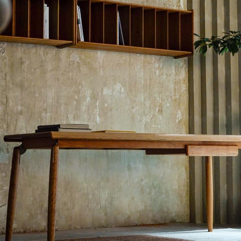 山隐造物时景书桌黑胡桃木实木书桌写字台学习大板桌原木侘寂风