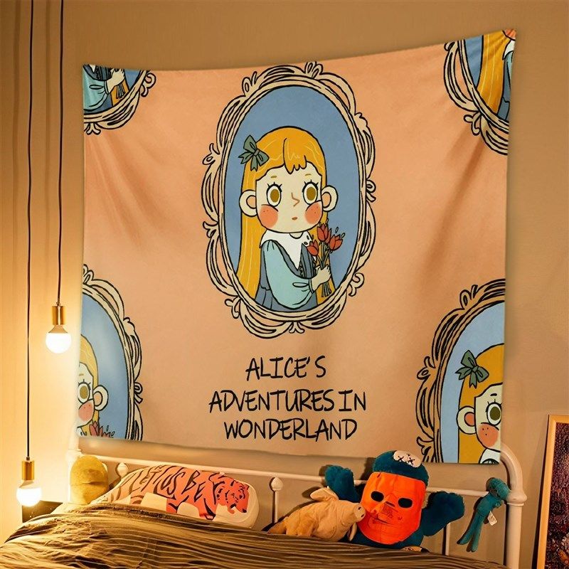 可爱少女心卡通插画背景布寝室改造装饰布墙布学生宿舍床头挂毯,居家布艺,挂毯/壁毯,淘宝优惠券,粉丝福利购,淘宝优惠卷