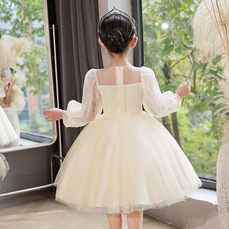 女童公主裙夏季2023新款洋气儿童主持人钢琴演出服儿童蓬蓬纱裙子
